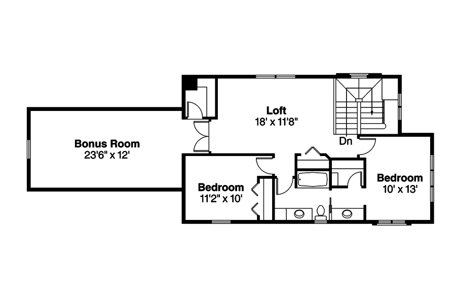 Floor Plan Second Story of Contemporary Plan #108-1868