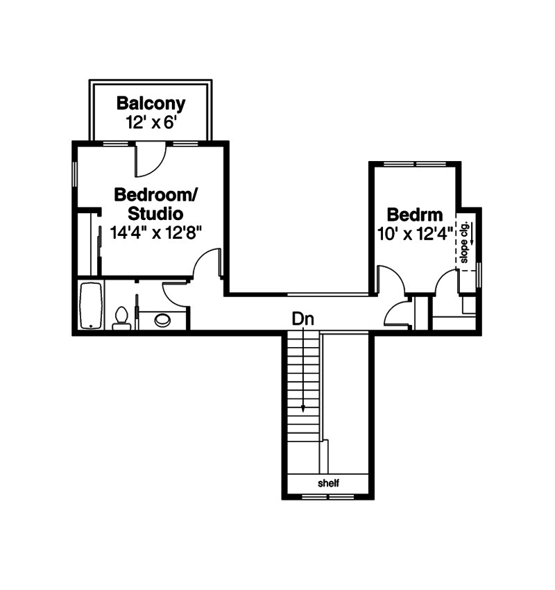Floor Plan Second Story of Shingle Plan #108-1871