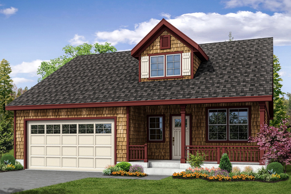 Front elevation of Shingle home (ThePlanCollection: House Plan #108-1871)