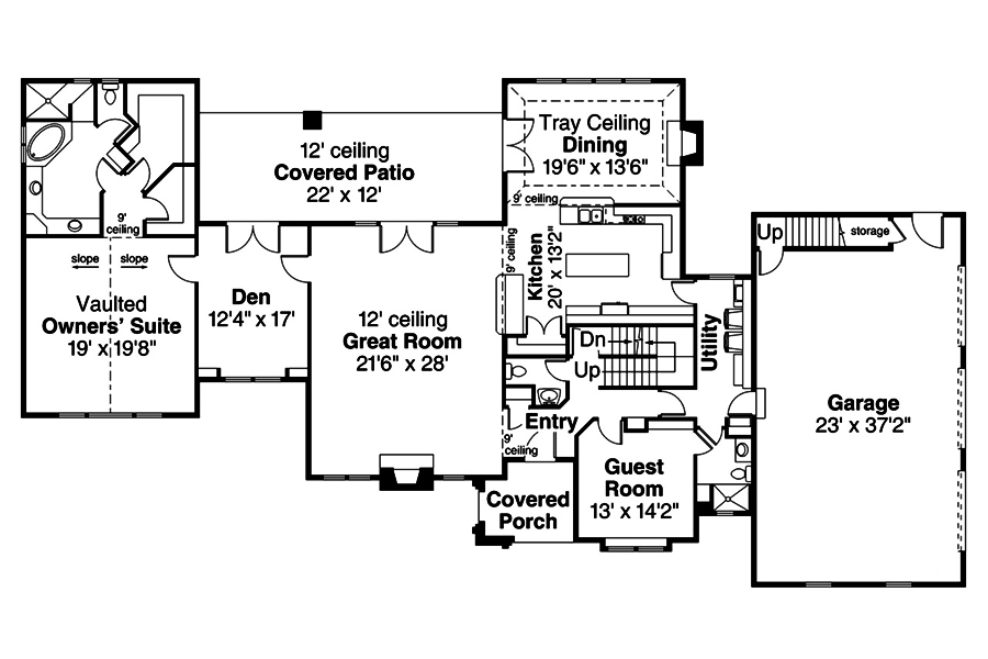 Floor Plan First Story of European Plan #108-1873