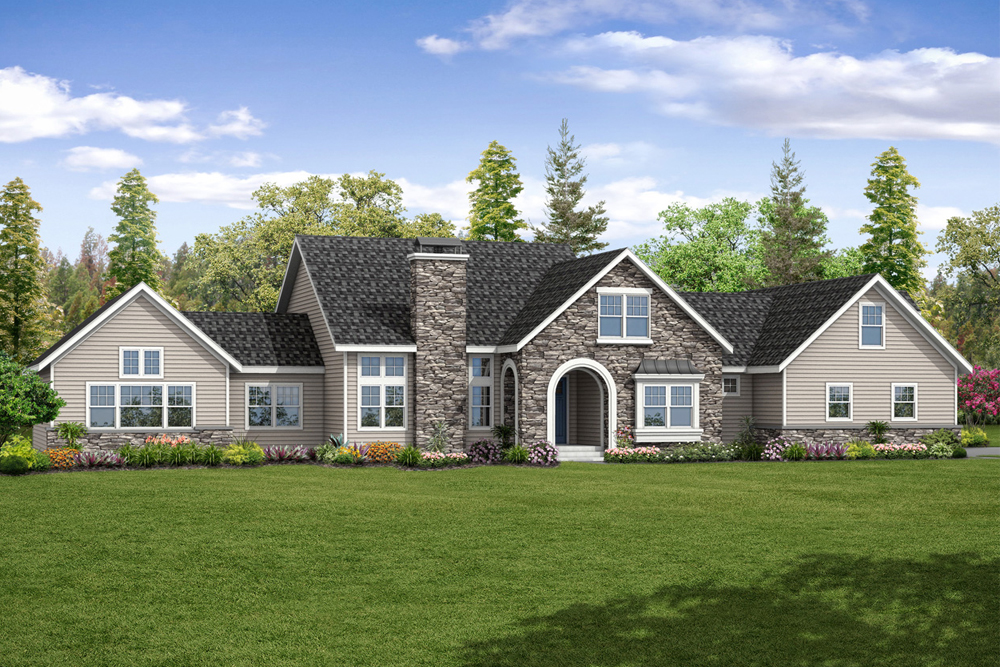 Front elevation of European home (ThePlanCollection: House Plan #108-1873)