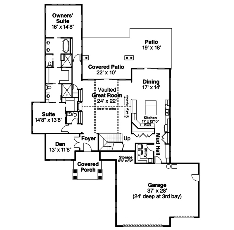 Floor Plan First Story of Contemporary Plan #108-1874