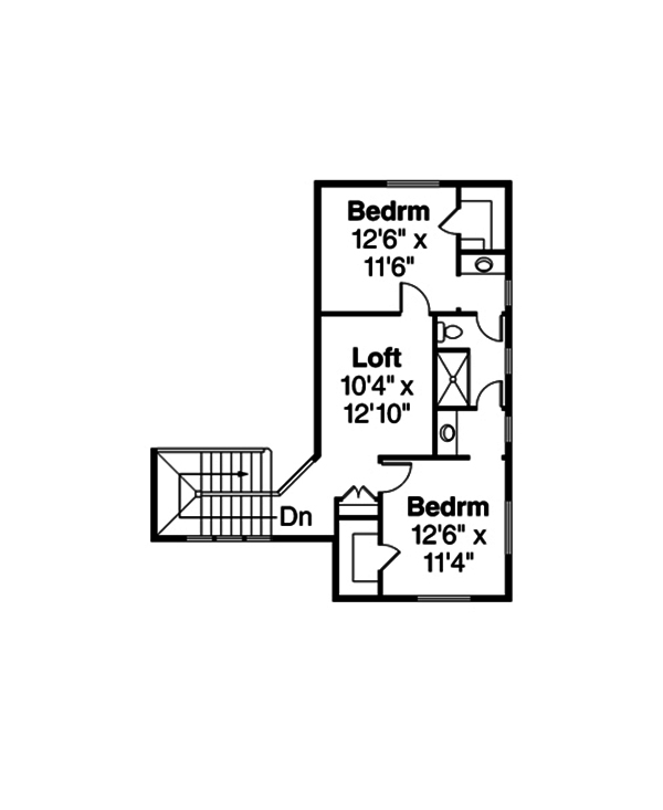 Floor Plan Second Story of Contemporary Plan #108-1874