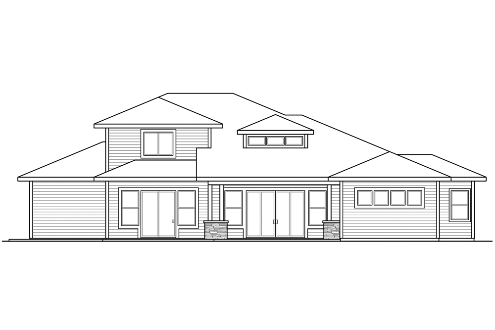 Home Plan Rear Elevation of this 4-Bedroom,3491 Sq Ft Plan -108-1874