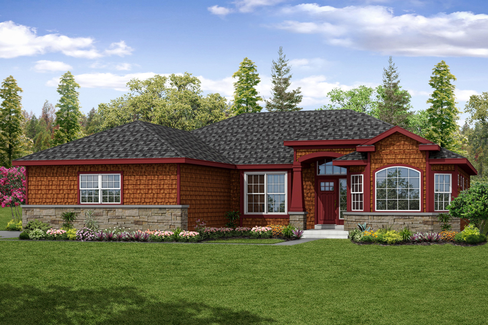 Front elevation of Shingle home (ThePlanCollection: House Plan #108-1875)