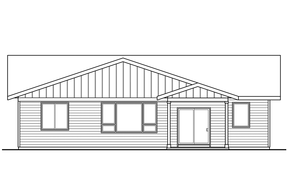 Home Plan Rear Elevation of this 3-Bedroom,1765 Sq Ft Plan -108-1877