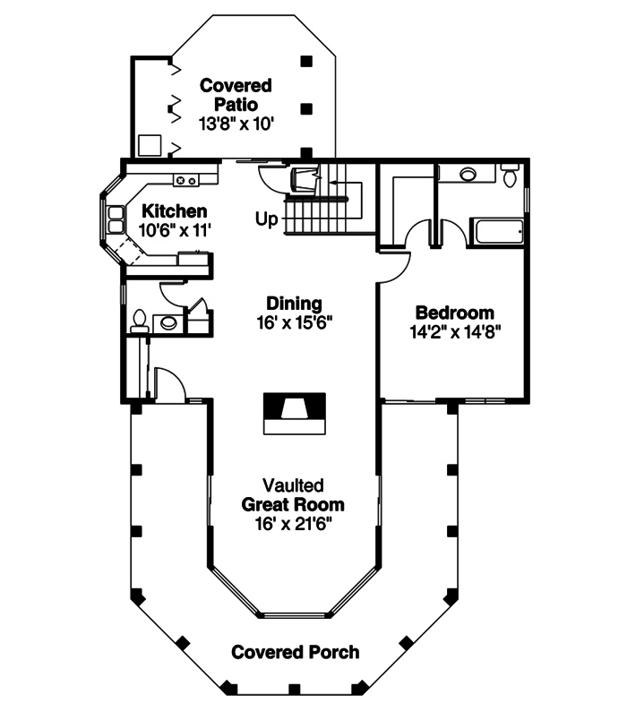 Floor Plan First Story of Mediterranean Plan #108-1878