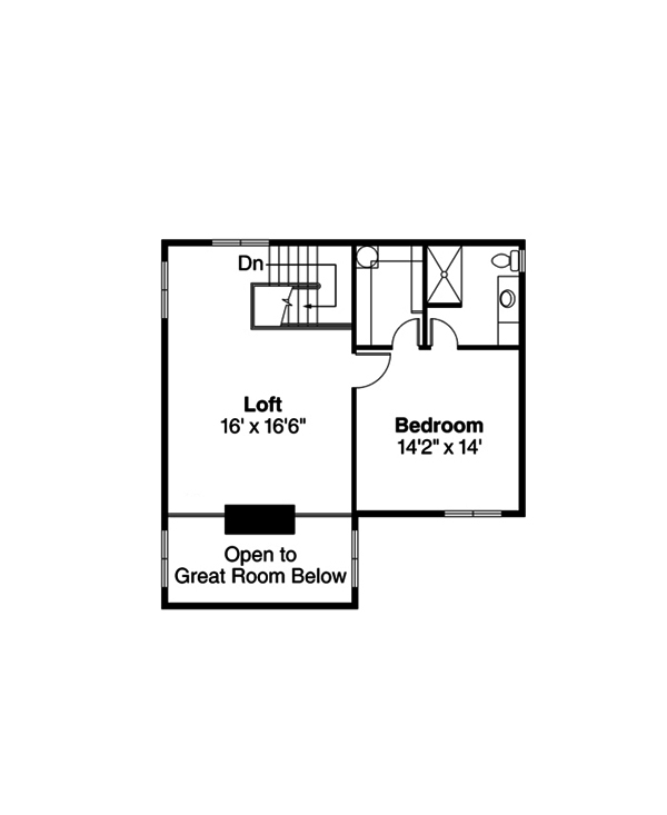 Floor Plan Second Story of Mediterranean Plan #108-1878