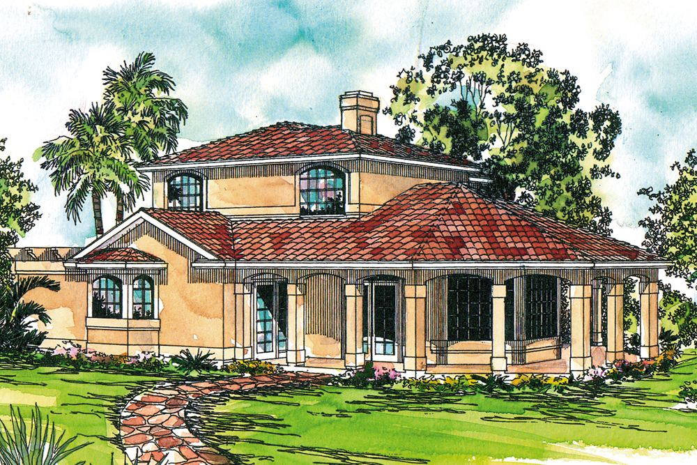 Front elevation of Mediterranean home (ThePlanCollection: House Plan #108-1878)