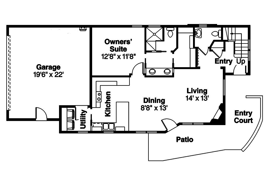 Floor Plan First Story of Contemporary Plan #108-1883
