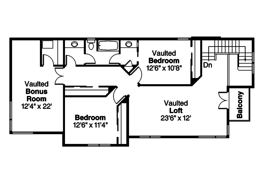 Floor Plan Second Story of Contemporary Plan #108-1883