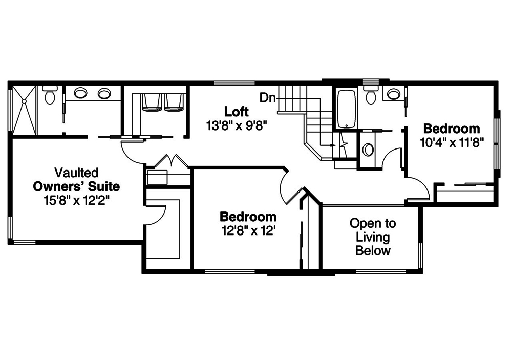Floor Plan Second Story of Contemporary Plan #108-1884