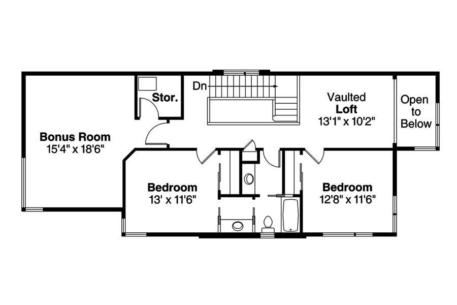 Floor Plan Second Story of Contemporary Plan #108-1889
