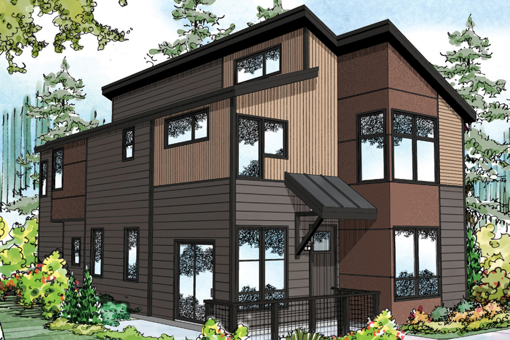 Front elevation of Contemporary home (ThePlanCollection: House Plan #108-1889)