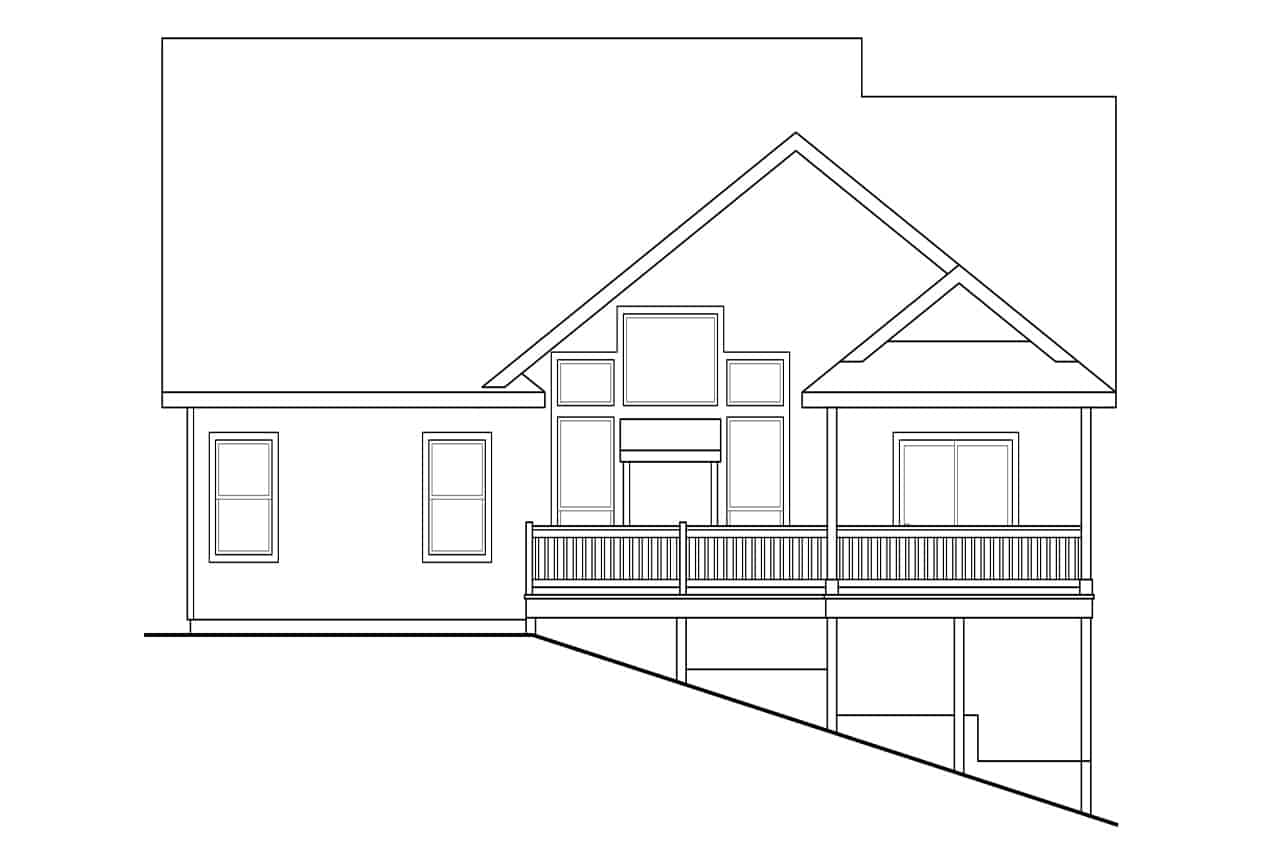 Home Plan Rear Elevation of this 3-Bedroom,2013 Sq Ft Plan -108-1891
