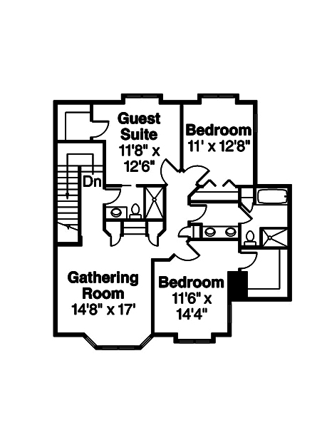 Floor Plan Second Story of Traditional Plan #108-1892