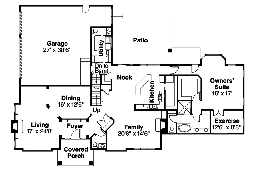 Floor Plan First Story of Traditional Plan #108-1892