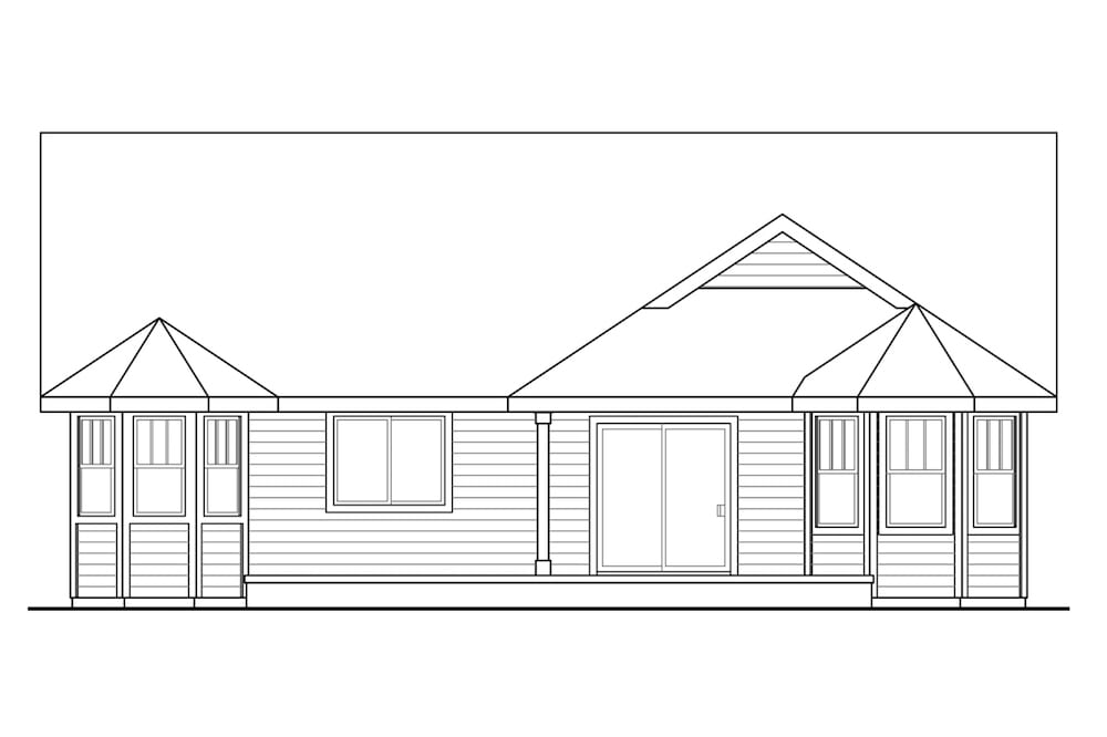 Home Plan Rear Elevation of this 3-Bedroom,1714 Sq Ft Plan -108-1895