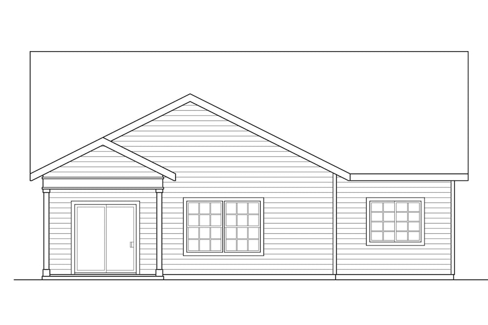 Home Plan Rear Elevation of this 3-Bedroom,1763 Sq Ft Plan -108-1896