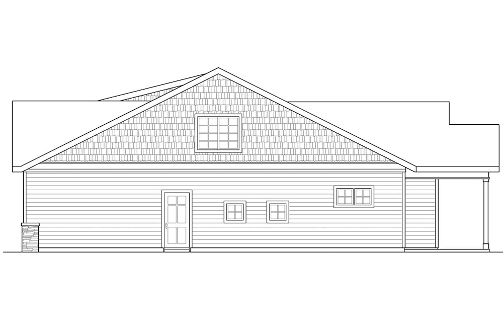 Home Plan Right Elevation of this 3-Bedroom,1763 Sq Ft Plan -108-1896