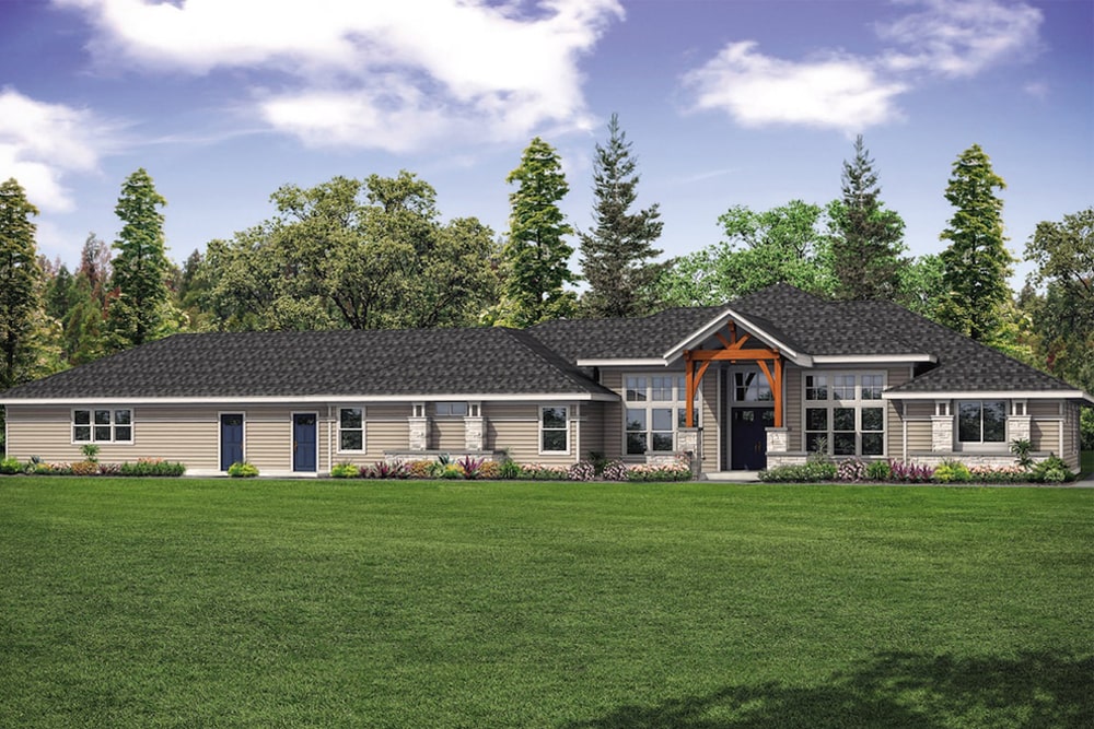 Front elevation of Contemporary home (ThePlanCollection: House Plan #108-1897)