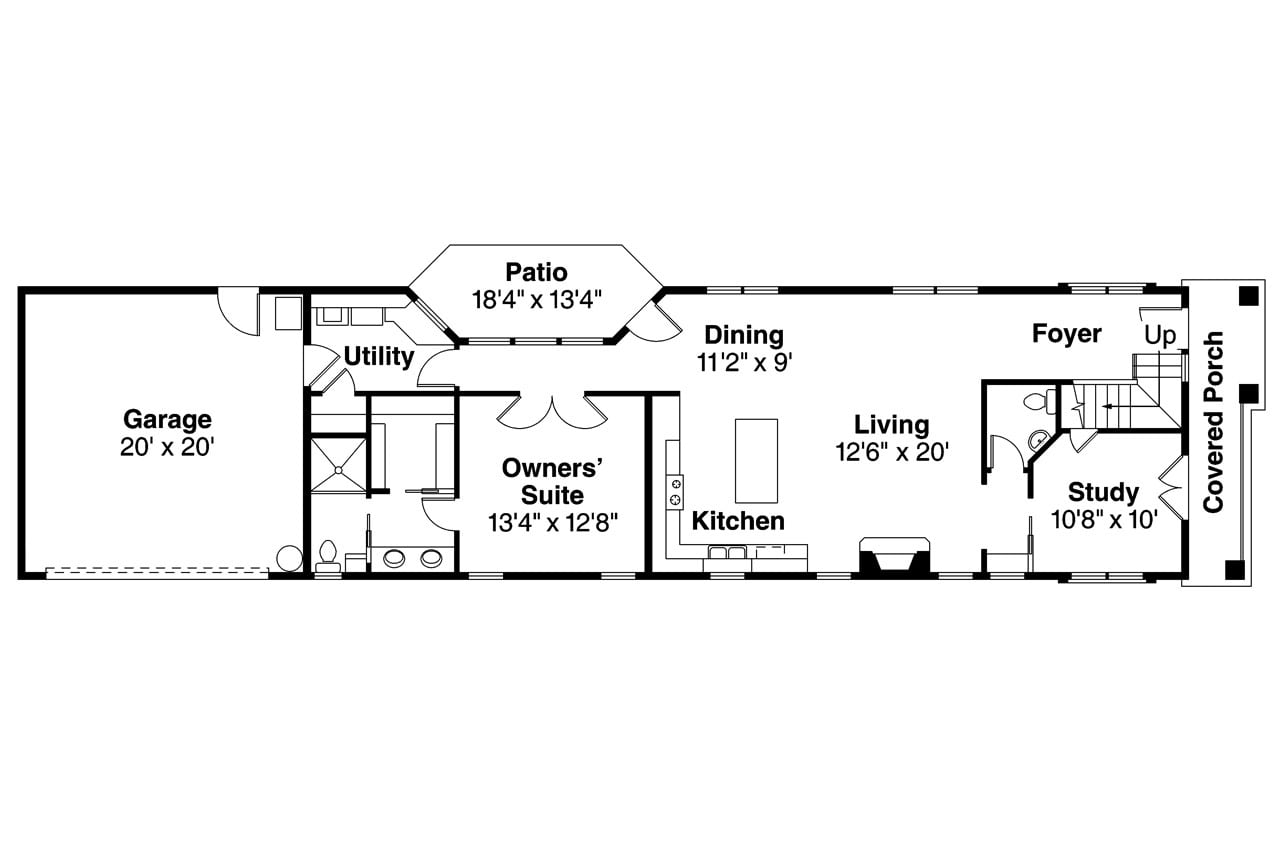 Floor Plan Main Level of Contemporary Plan #108-1898
