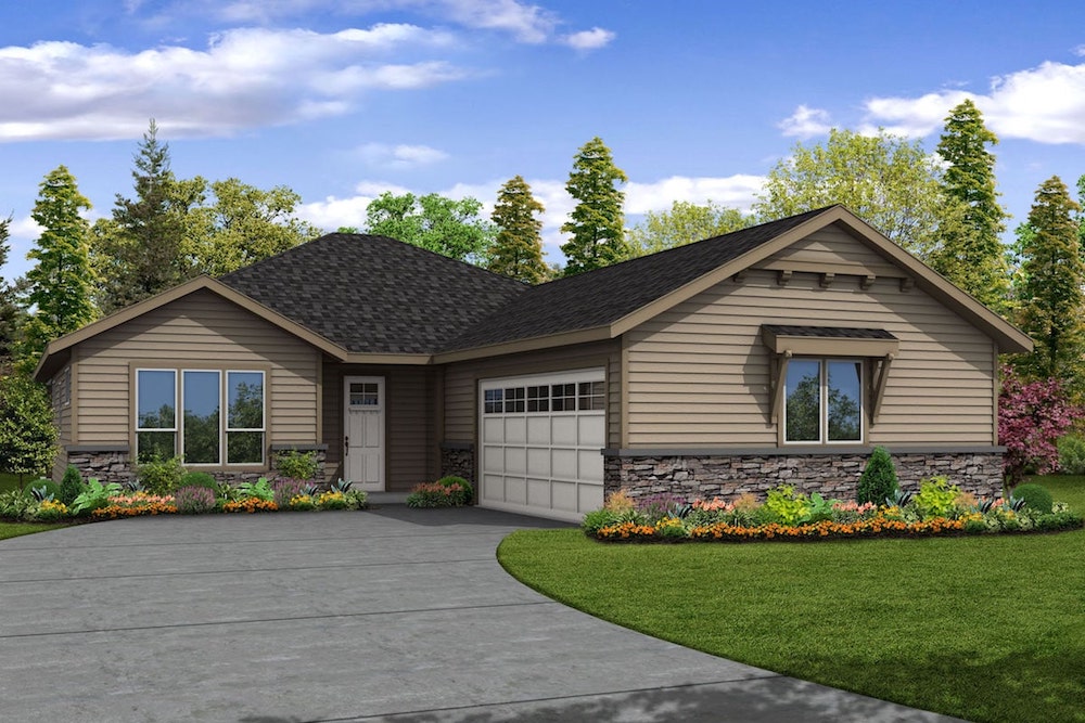Front elevation of Ranch home (ThePlanCollection: House Plan #108-1900)