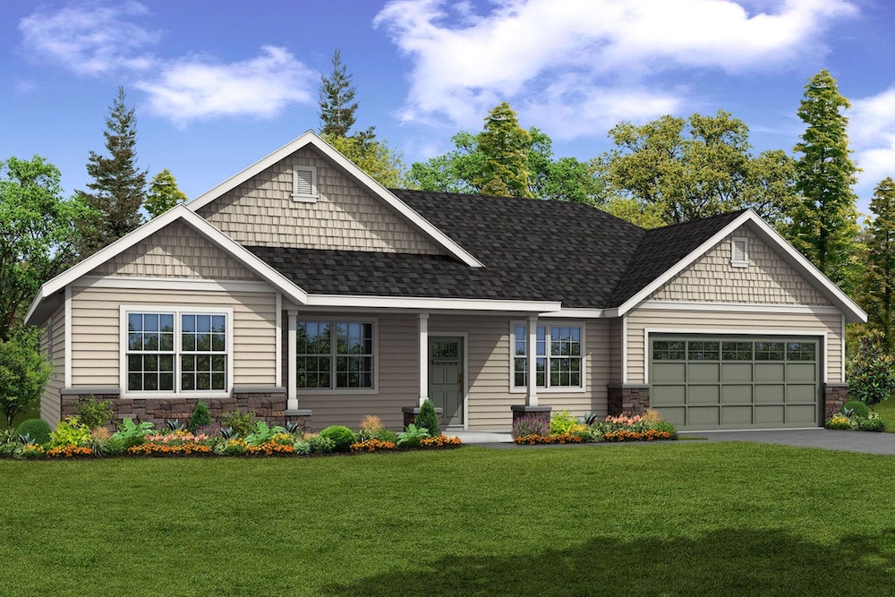 Front elevation of Ranch home (ThePlanCollection: House Plan #108-1901)