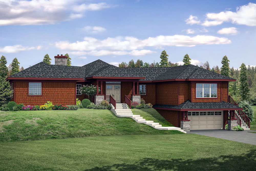 Front elevation of Ranch home (ThePlanCollection: House Plan #108-1902)