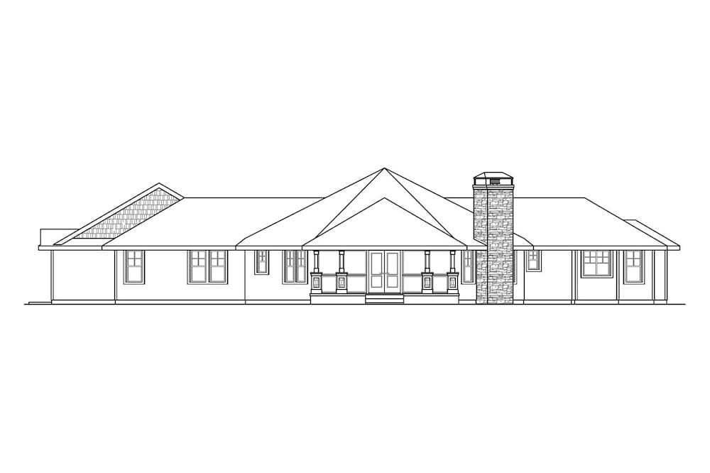 Home Plan Rear Elevation of this 3-Bedroom,2716 Sq Ft Plan -108-1905