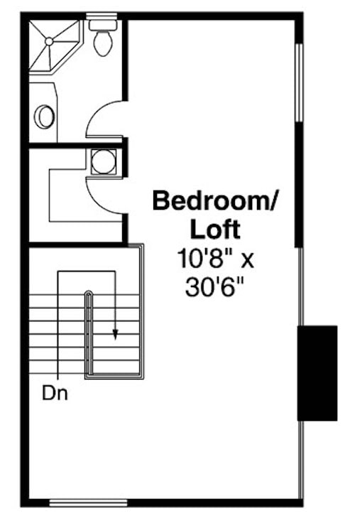 Floor Plan Upper Level of Cottage Plan #108-1906