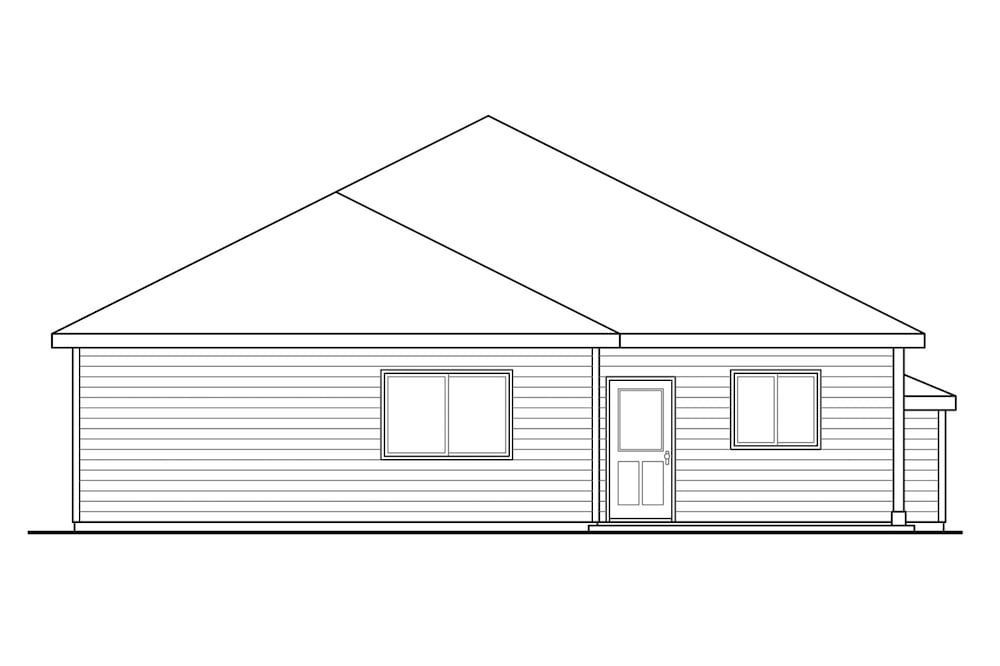 Home Plan Rear Elevation of this 3-Bedroom,1737 Sq Ft Plan -108-1908