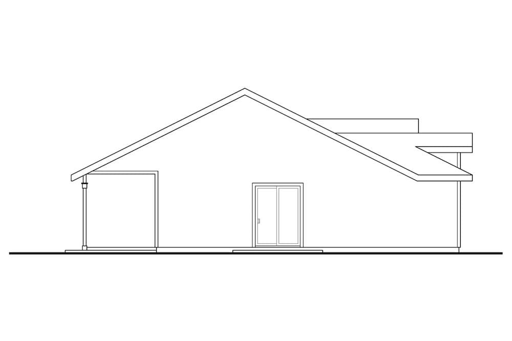 Home Plan Left Elevation of this 2-Bedroom,933 Sq Ft Plan -108-1909