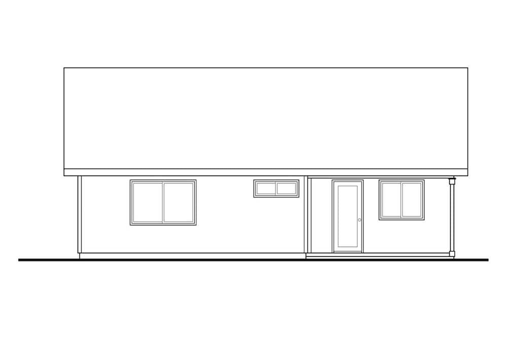 Home Plan Rear Elevation of this 2-Bedroom,933 Sq Ft Plan -108-1909