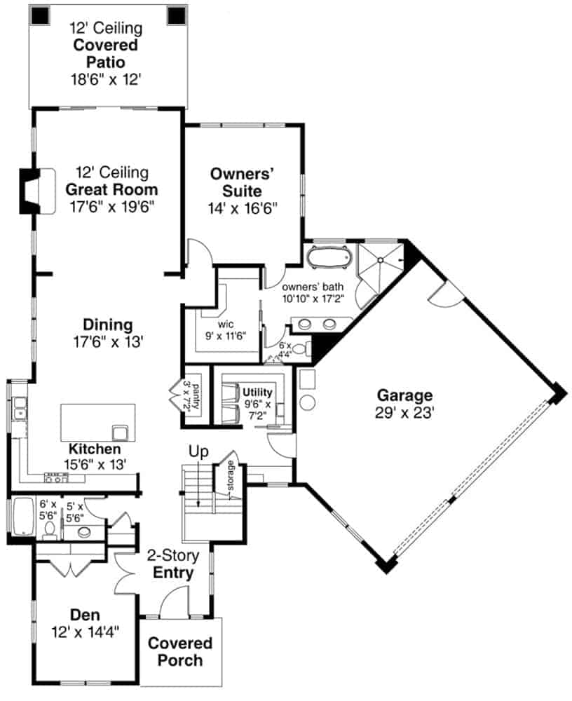 Floor Plan Main Level of Contemporary Plan #108-1910