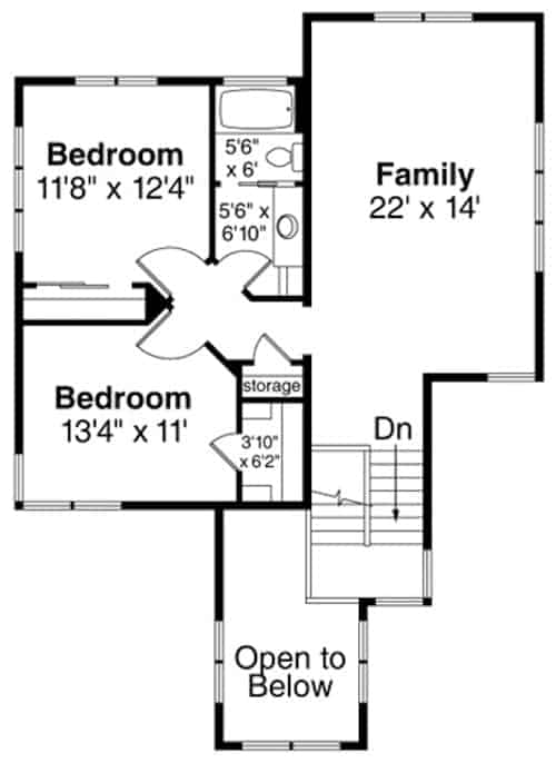 Floor Plan Upper Level of Contemporary Plan #108-1910