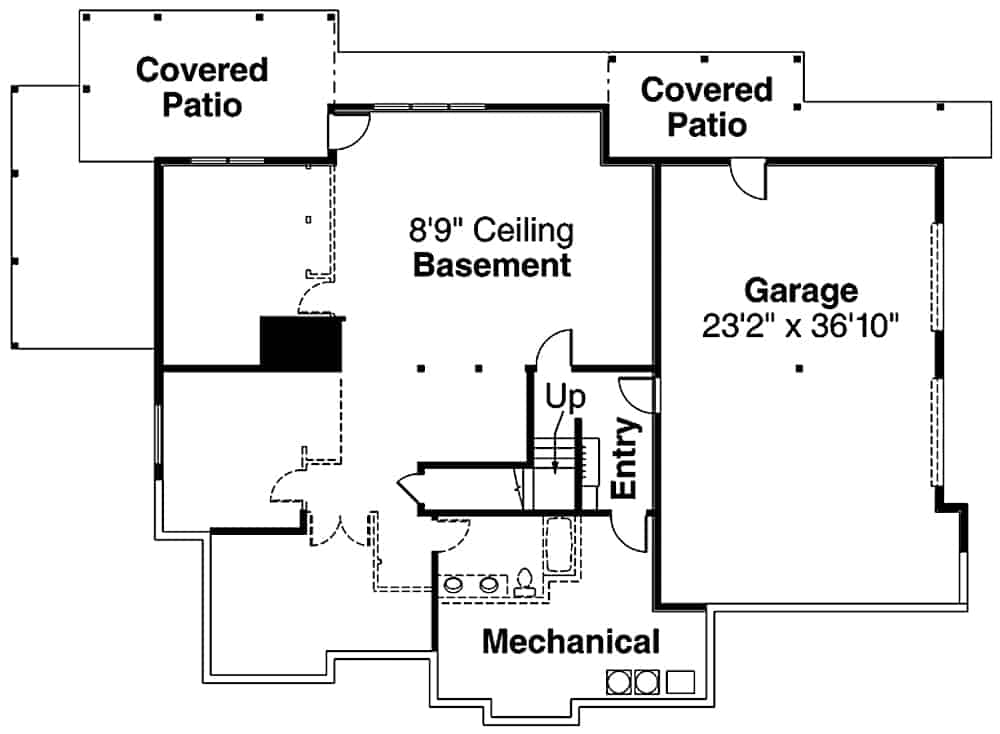 Floor Plan Basement of Ranch Plan #108-1911