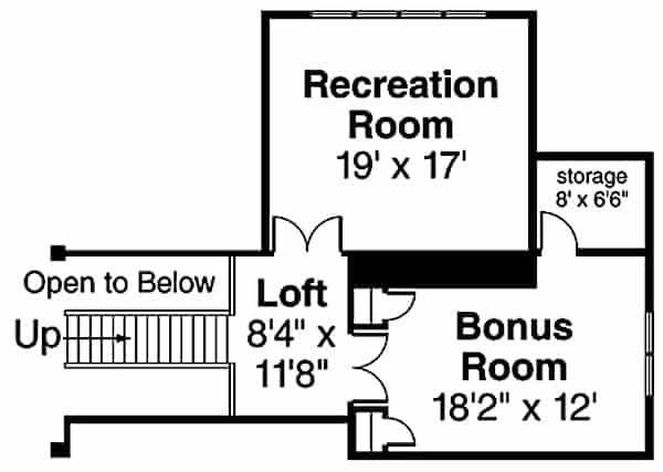 Floor Plan Upper Level of Ranch Plan #108-1911