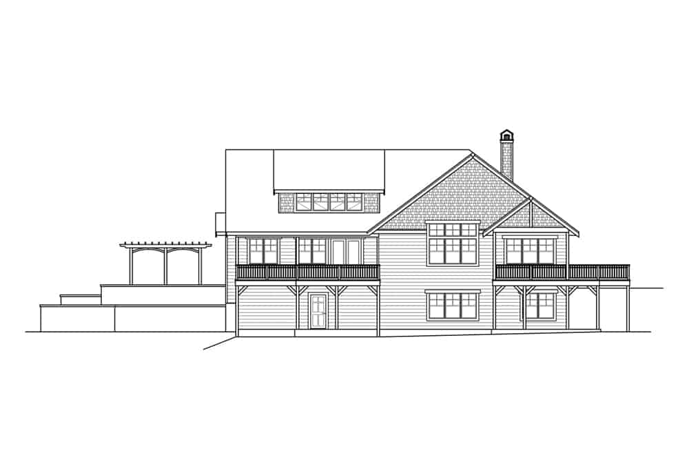 Home Plan Rear Elevation of this 3-Bedroom,2652 Sq Ft Plan -108-1911