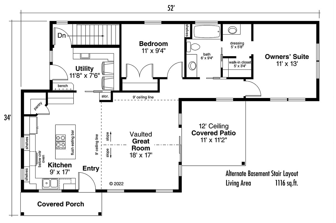 Main Level of Ranch Plan #108-1913