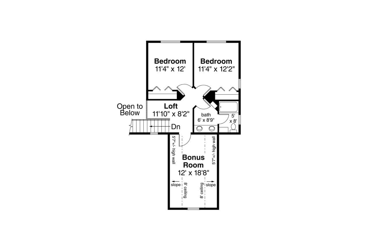 Floor Plan Upper Level of Farmhouse Plan #108-1916