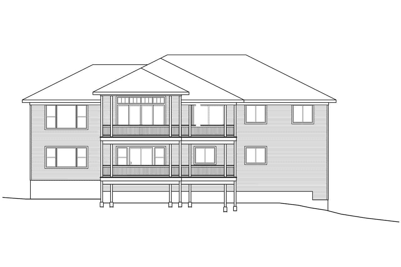 Home Plan Rear Elevation of this 3-Bedroom,3237 Sq Ft Plan -108-1922