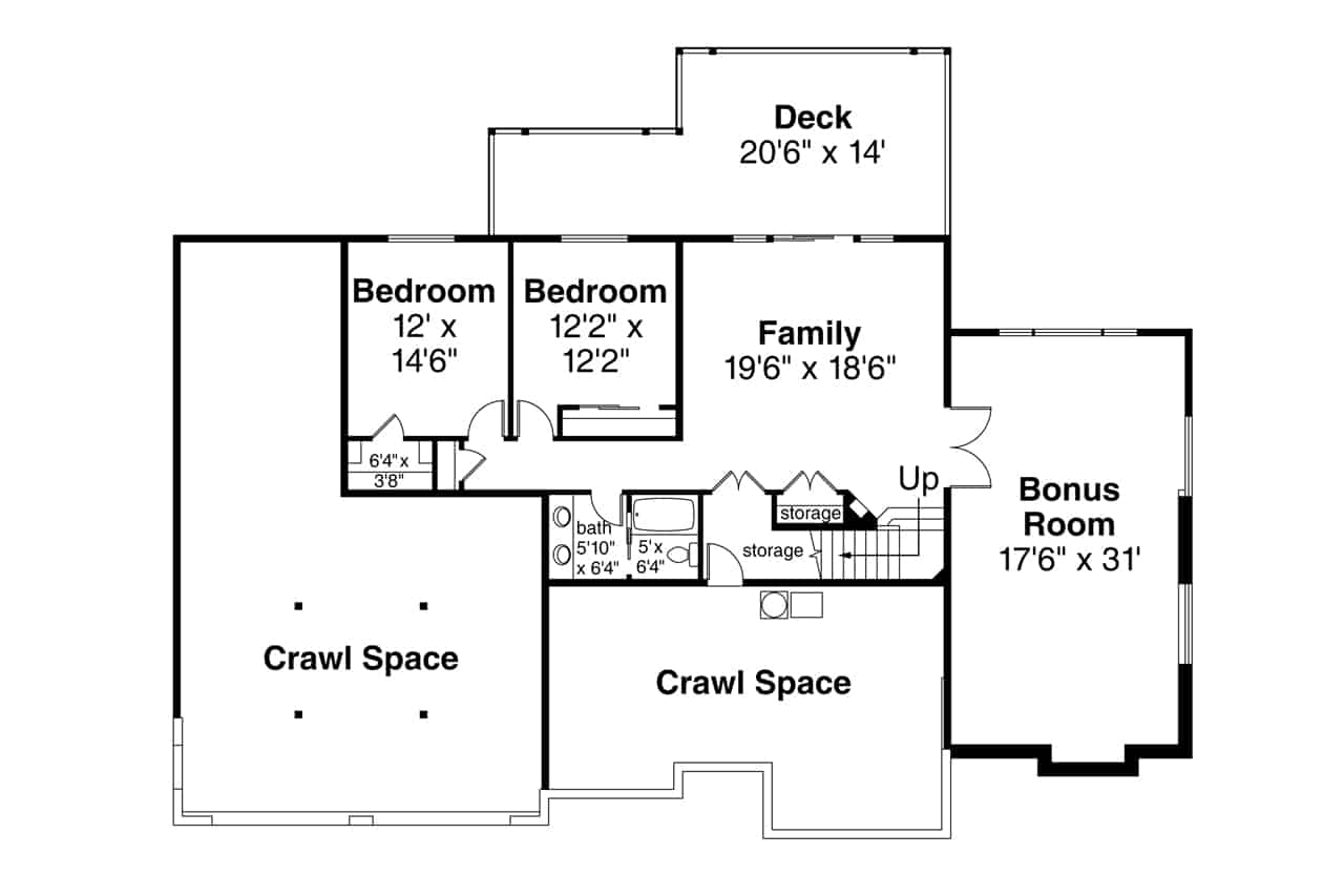 Floor Plan Basement of Craftsman Plan #108-1922