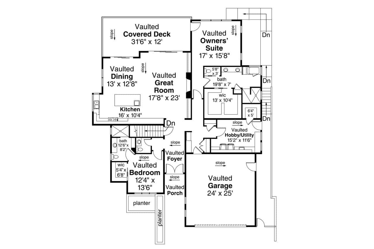 Floor Plan Main Level of Modern Plan #108-1924