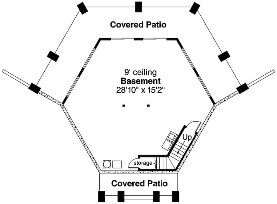 Floor Plan Basement of Ranch Plan #108-1926