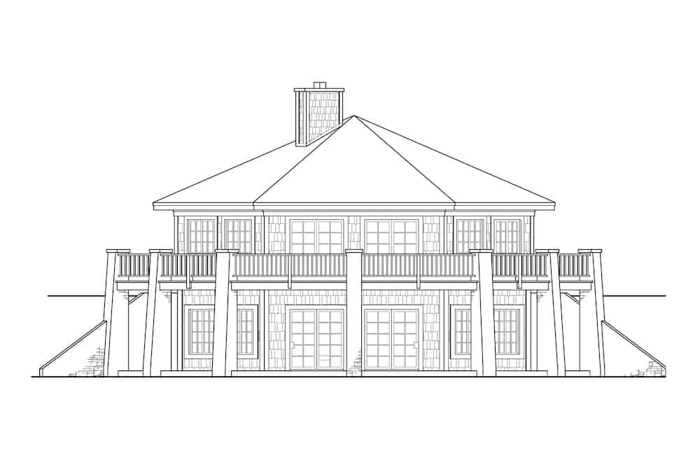 Home Plan Rear Elevation of this 1-Bedroom,1999 Sq Ft Plan -108-1926