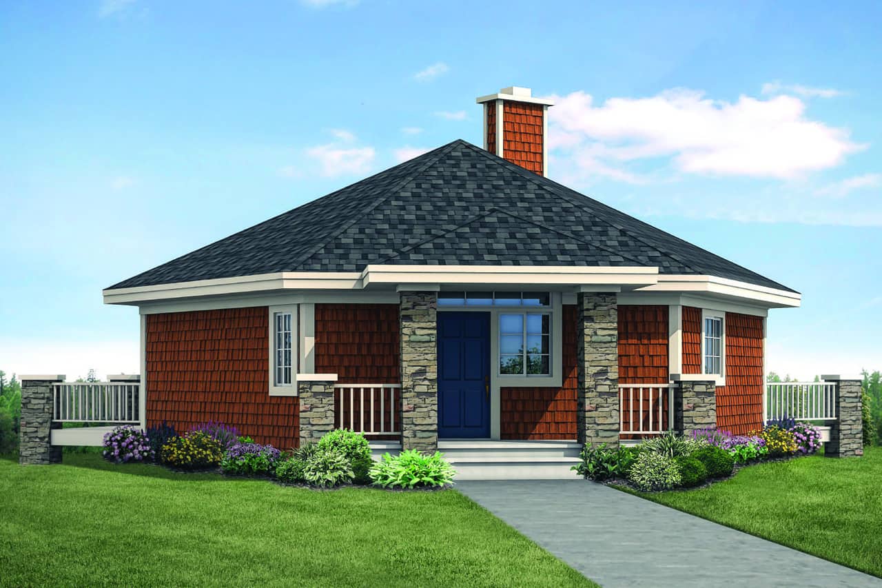 Front elevation of Ranch home (ThePlanCollection: House Plan #108-1926)