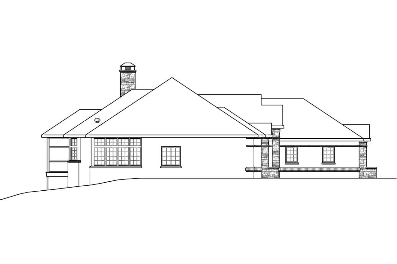 Home Plan Left Elevation of this 3-Bedroom,2864 Sq Ft Plan -108-1928