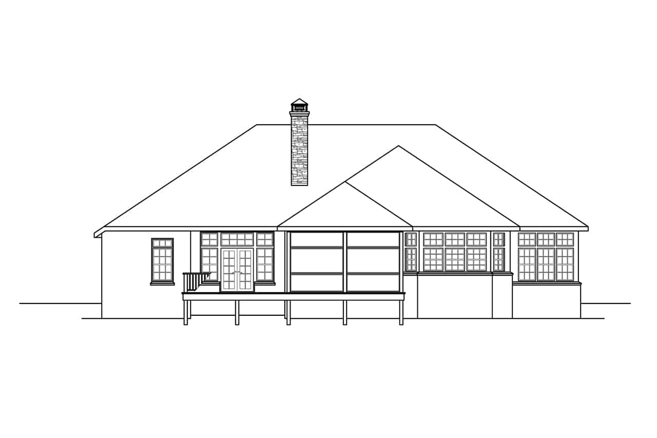 Home Plan Rear Elevation of this 3-Bedroom,2864 Sq Ft Plan -108-1928