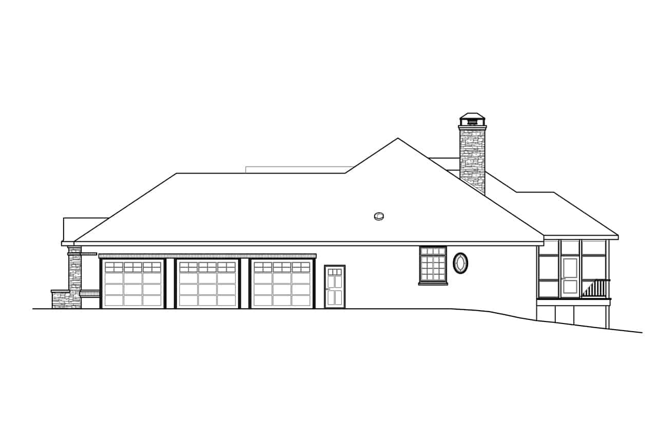Home Plan Right Elevation of this 3-Bedroom,2864 Sq Ft Plan -108-1928